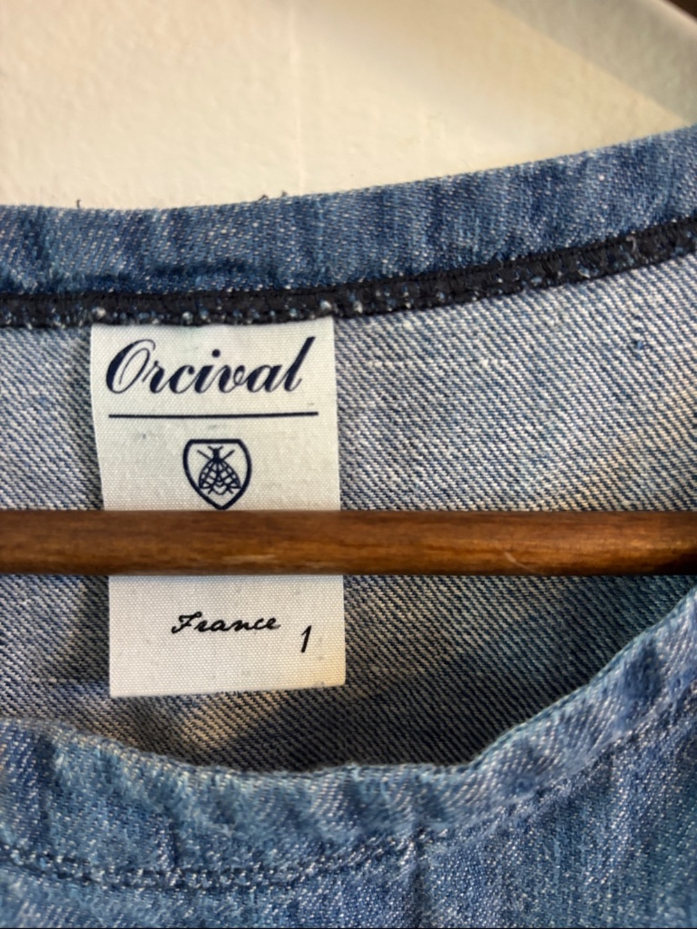 Orcival France 100% Linen Casual Chambray Shift Dress - Picture 2 of 5